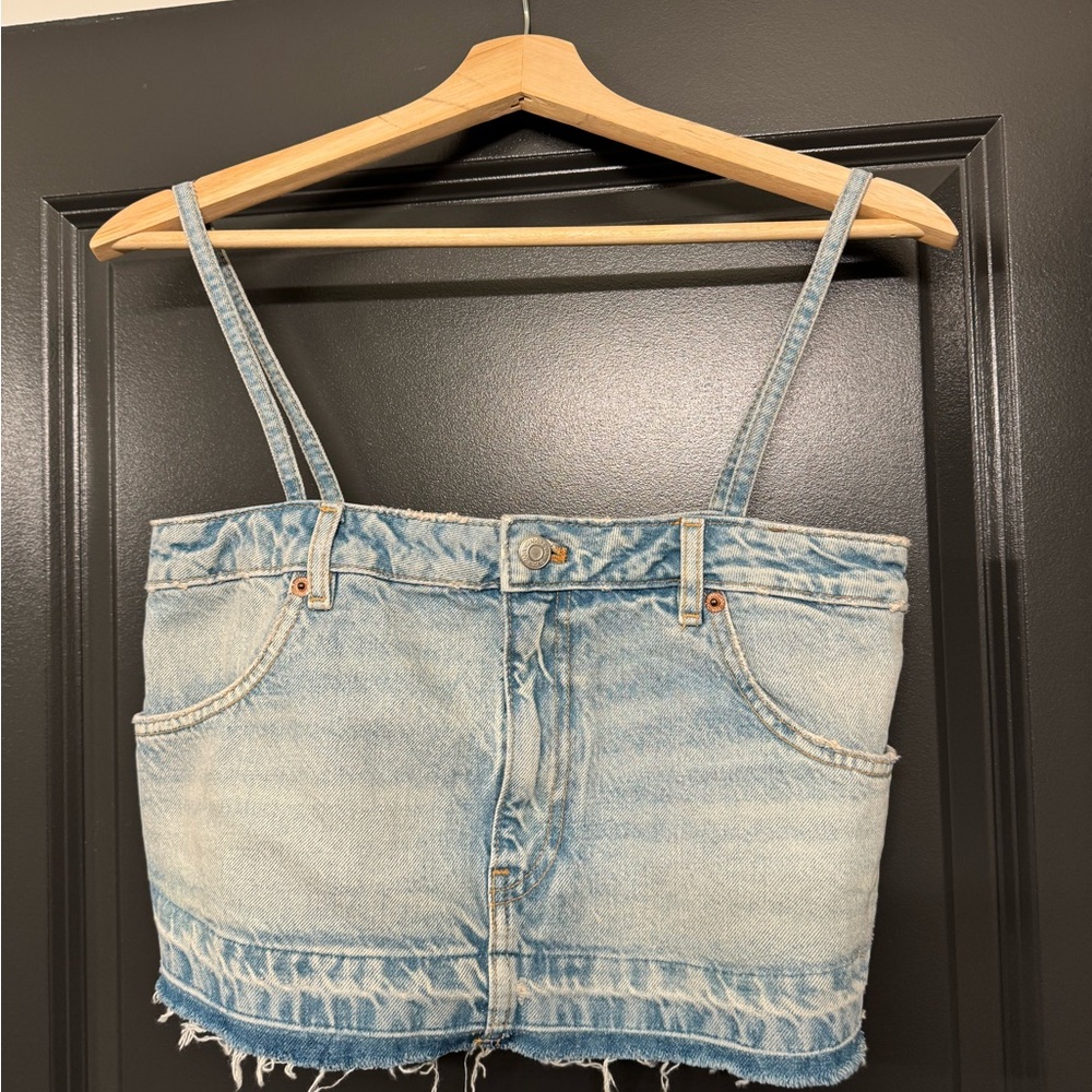 Zara Blue Denim Crop Top